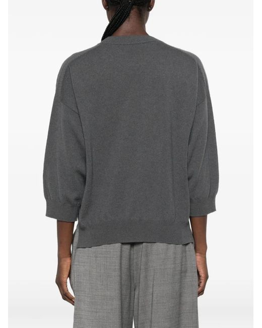 Peserico Gray Embellished Pocket-Detail Sweater