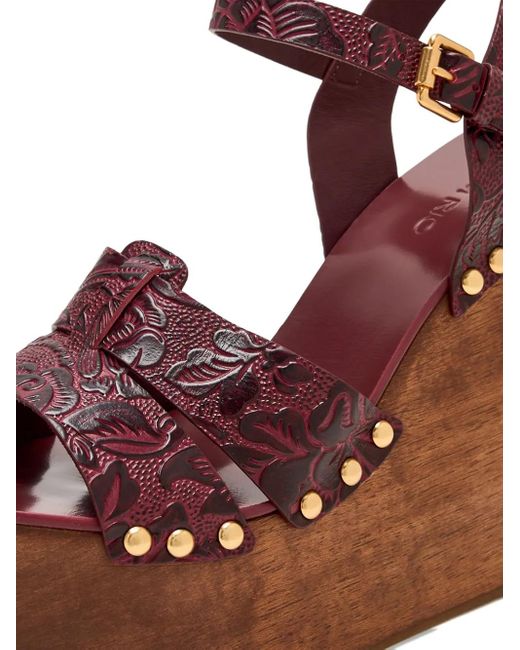 FARM Rio Floral-Embossed Studded Sandals in Brown | Lyst UK