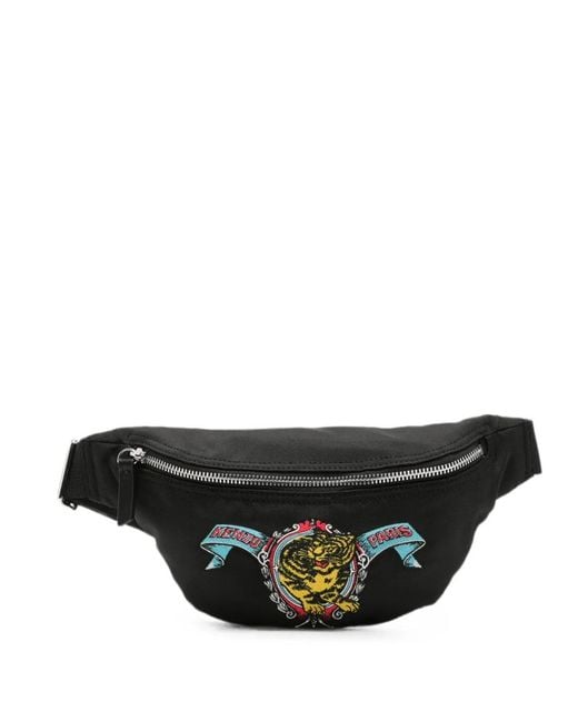 KENZO Black Jumping Tiger Belt Bag for men