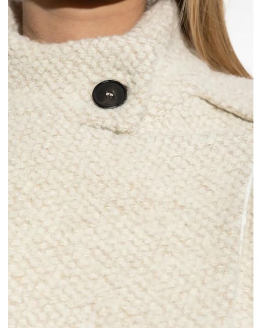 IRO White Asymmetric-Closure Wool-Blend Oversized Coat