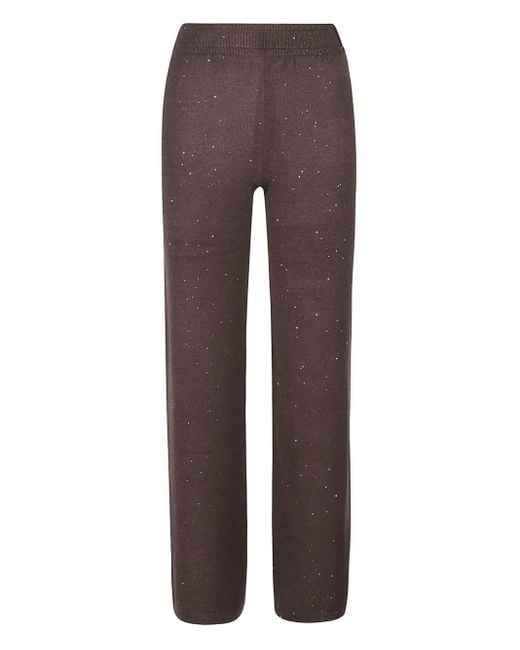 hinnominate Brown Sequin-Embellished Trousers