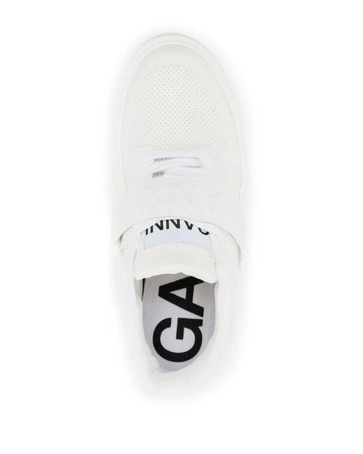 Ganni White Logo-Patch Low-Top Sneakers