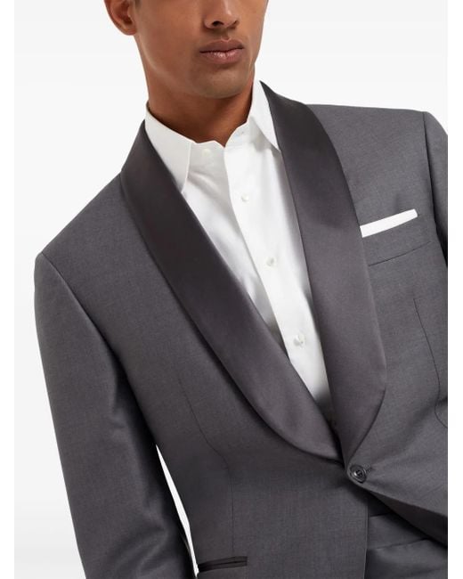 Brunello Cucinelli Gray Single-Breasted Wool Suit for men