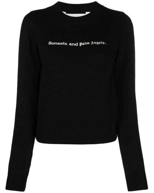 Palm Angels Black Sunset Wool Blend Jumper
