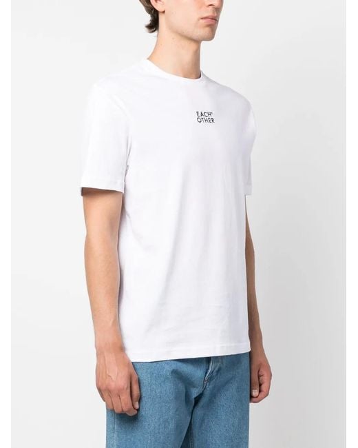 Each x Other White Logo-Embroidered Cotton T-Shirt for men