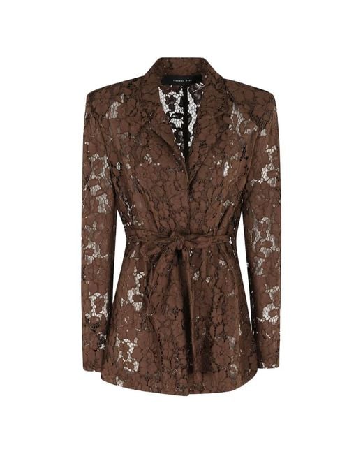 FEDERICA TOSI Brown Lace Belted Jacket