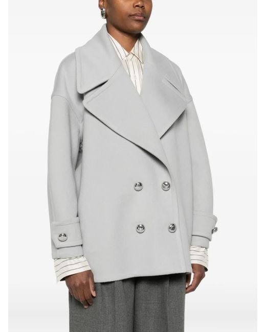 Loewe Gray Double-Breasted Coat