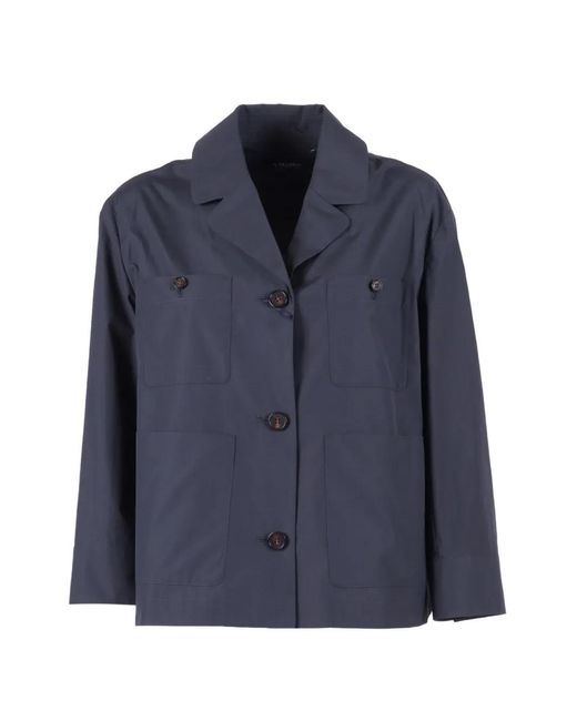 Max Mara Blue Button Patch Pocket Jacket