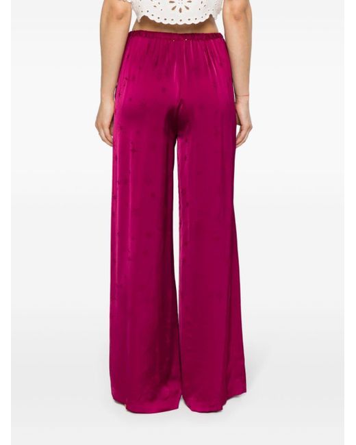 Forte Forte Red Star-embroidery Wide-leg Trousers