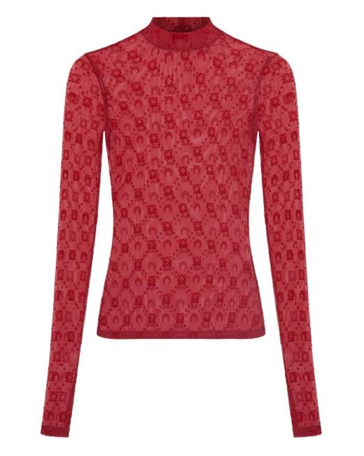 MARINE SERRE Red Moonogram High-Neck Top