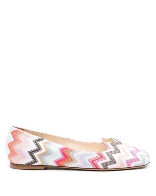 Missoni Pink Zigzag-woven Ballerina Shoes