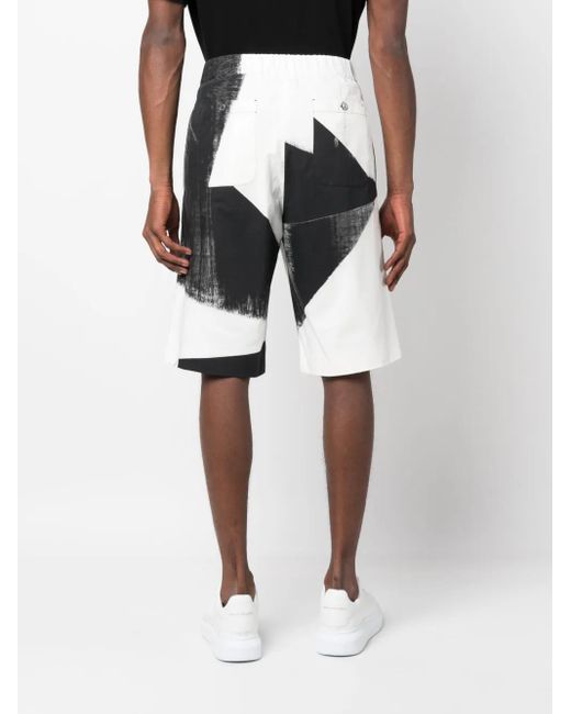 McQueen Black Drawstring Cotton Shorts for men