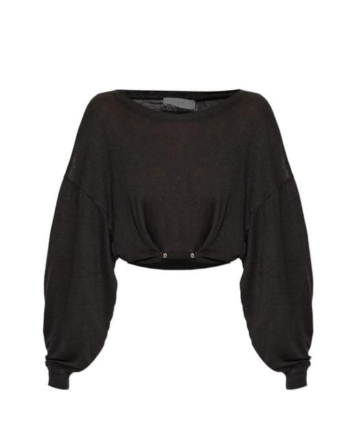 IRO Black Destinee Cropped Off-Shoulder Top