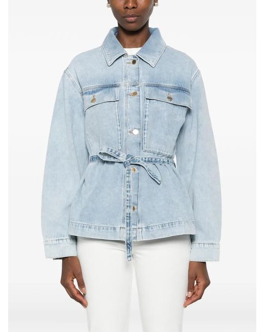 Gant Blue Belted Button-Up Denim Jacket