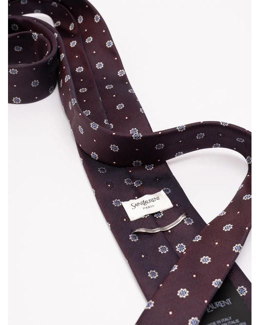 Saint Laurent Purple Jacquard-Weave Silk Tie for men