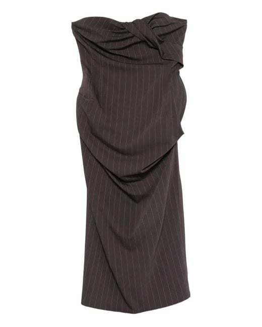 Magda Butrym Brown Striped Twisted Mini Dress