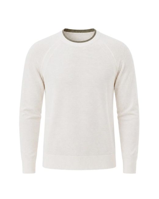 Paolo Pecora White Raglan-Sleeve Crew-Neck Sweater for men