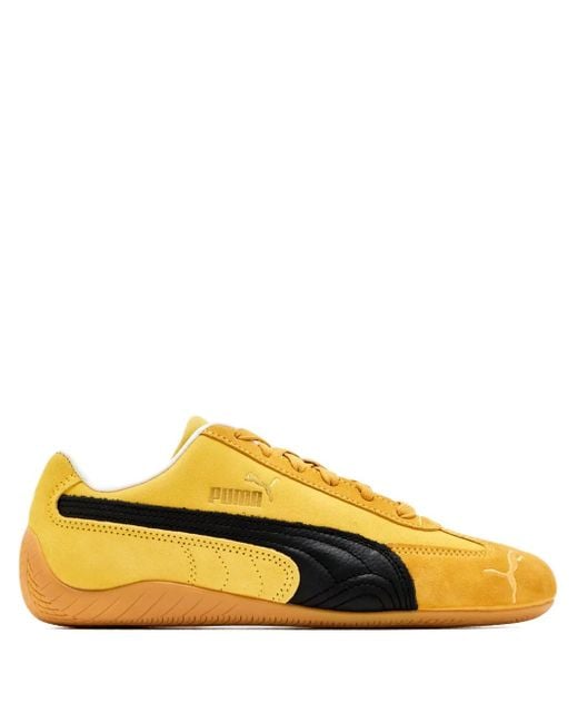 PUMA Yellow Speedcat Suede-Leather Sneakers