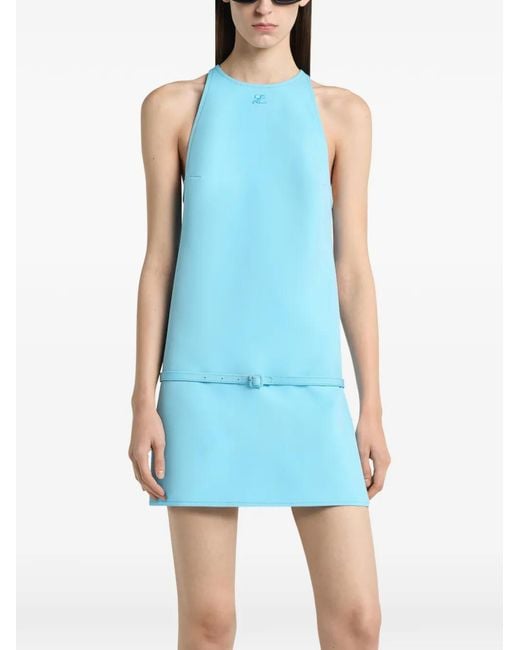 Courreges Blue A-Line Belted Dress