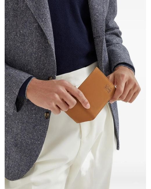 Brunello Cucinelli Brown Nubuck Bi-Fold Wallet for men