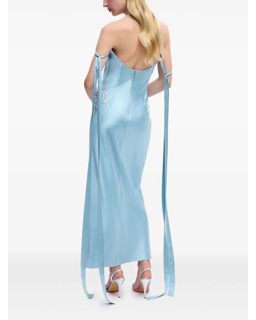 Alejandra Alonso Rojas Blue Tied-Sleeve Strapless Dress