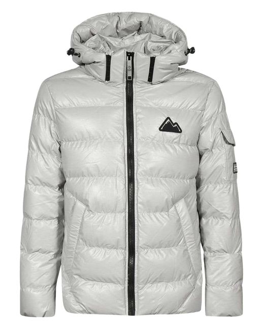 Point Zero Gray Hooded Down Jacket for men