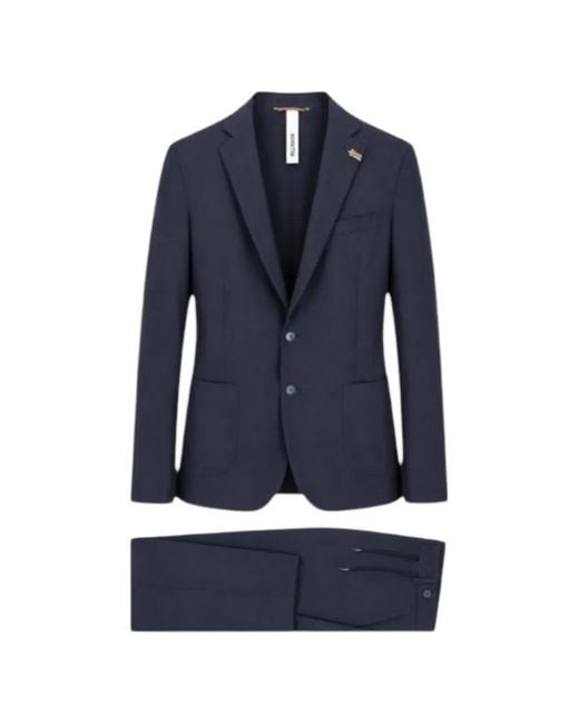 DISTRETTO 12 Blue Notched-Lapel Single-Breasted Suit for men