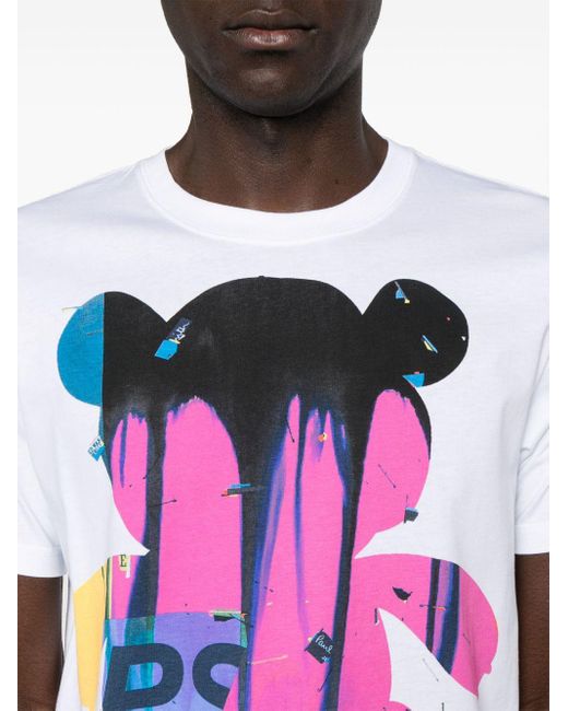 Paul Smith Pink Teddy Bear-print Cotton T-shirt for men