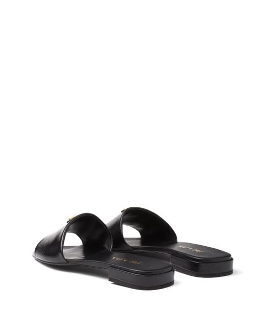 Prada Black Slipper Mit Triangel-Logo