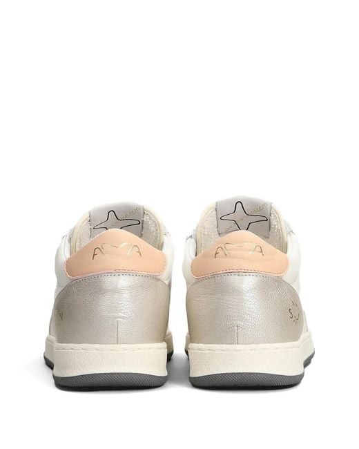AMA BRAND White Star-Patch Metallic-Effect Sneakers