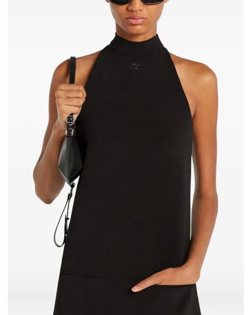 Courreges Mouwloze Jurk Met Hoge Hals in het Black