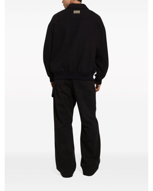 Veste bomber zippée à plaque logo Dolce & Gabbana pour homme en coloris Black