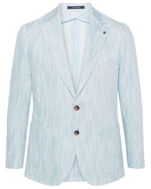 Tagliatore Blue Single-breasted Cotton Blazer for men