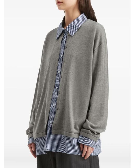 B+ AB Gray Button-Front Layered Cardigan