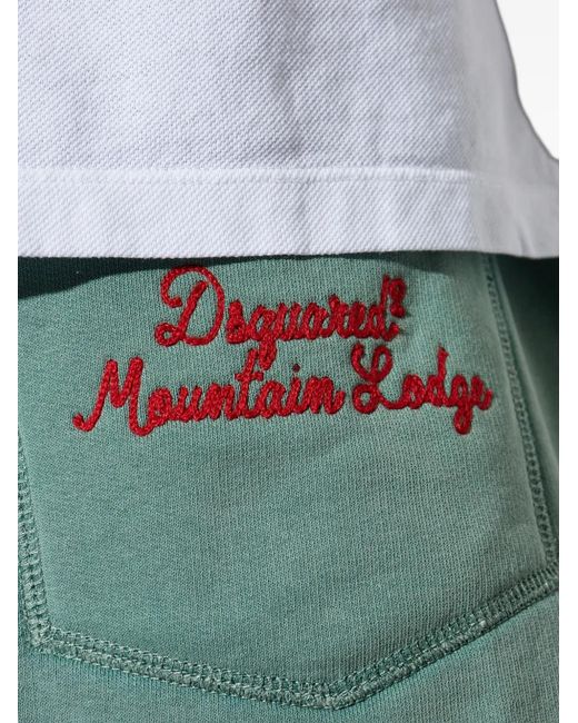 DSquared² Green Logo-Embroidered Cotton Shorts for men