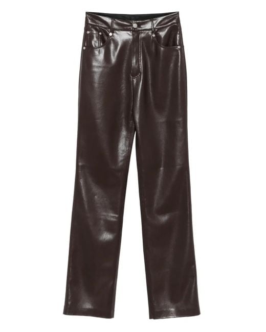 Nanushka Gray Five-Pocket Leather Trousers