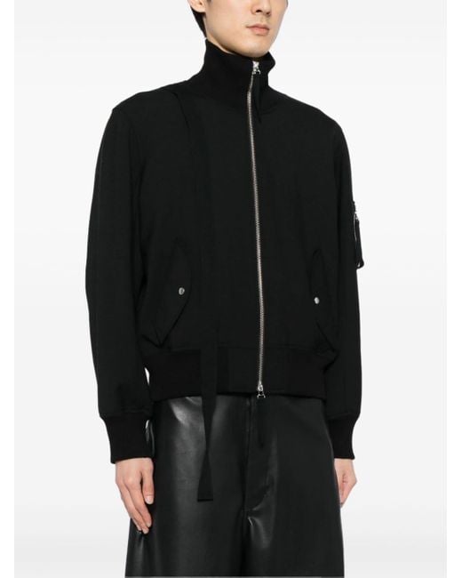 Helmut Lang Black Pleat-detail High-neck Jacket