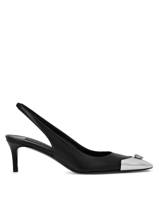 Philipp Plein Black Skull Strass Slingback Pumps