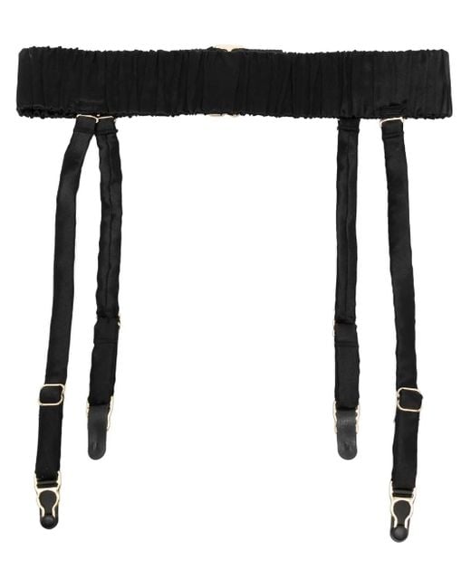 Maison Close Black Smocked-Waist Garter Belt