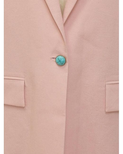 A PAPER KID Pink Button Linen Jacket