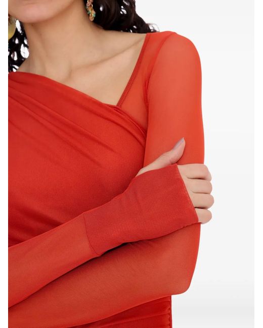 Amir Slama Red X Astrid Mesh Maxi Dress