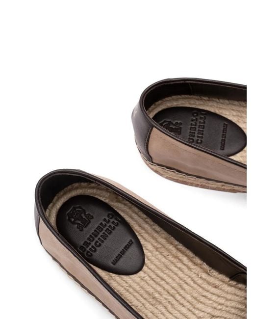 Brunello Cucinelli White Grained Calfskin Espadrilles With Piping for men