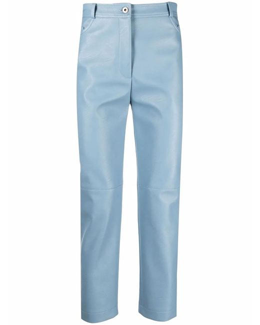 Stella McCartney Blue Faux-Leather Straight-Leg Trousers