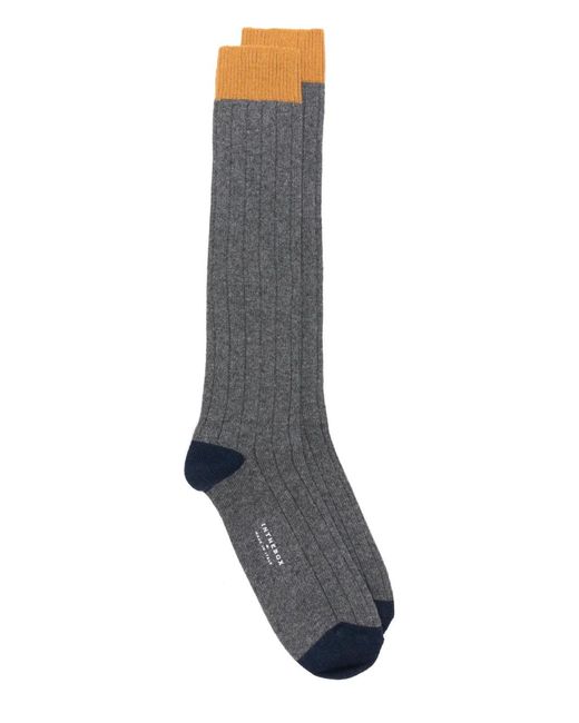 In The Box Gray Ribbed Colour-block Socks for men