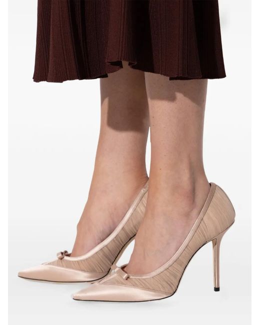 Jimmy Choo White Love Bow Mesh 85 Pumps
