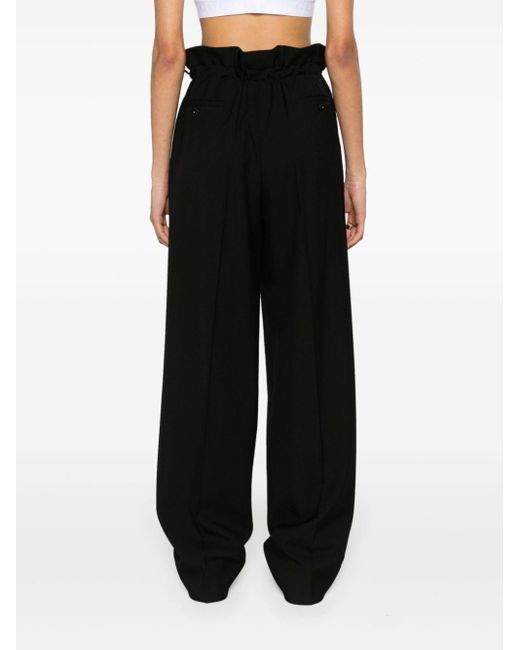 Pantalones rectos con cintura paperbag Gucci de color Black