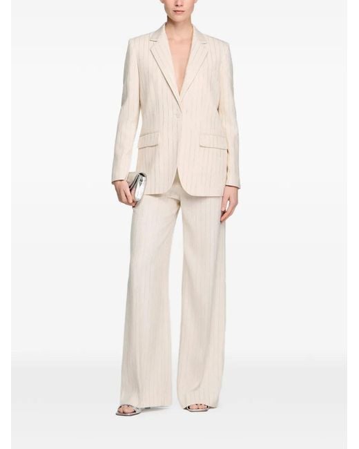 Sandro White Striped Tailored Jacket