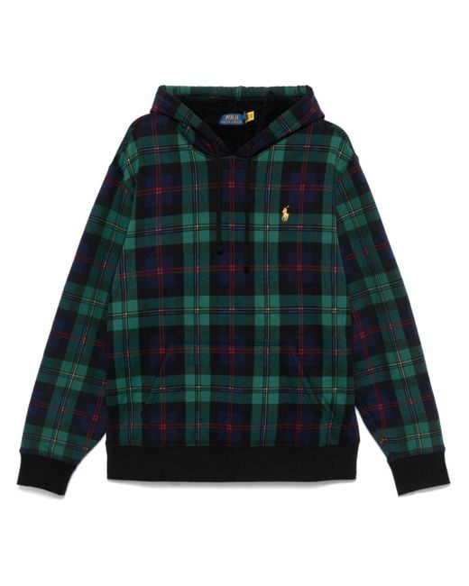Polo Ralph Lauren Green Tartan-Check Hoodie for men