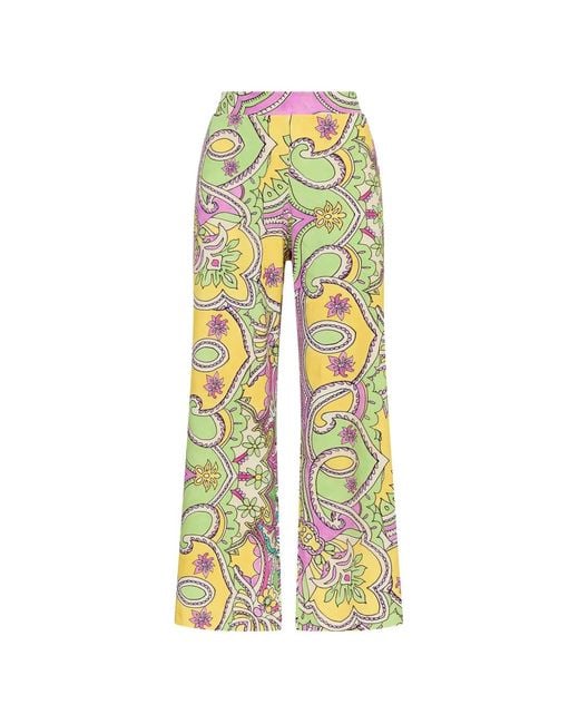 Maliparmi Yellow Paisley-Print Cropped Trousers