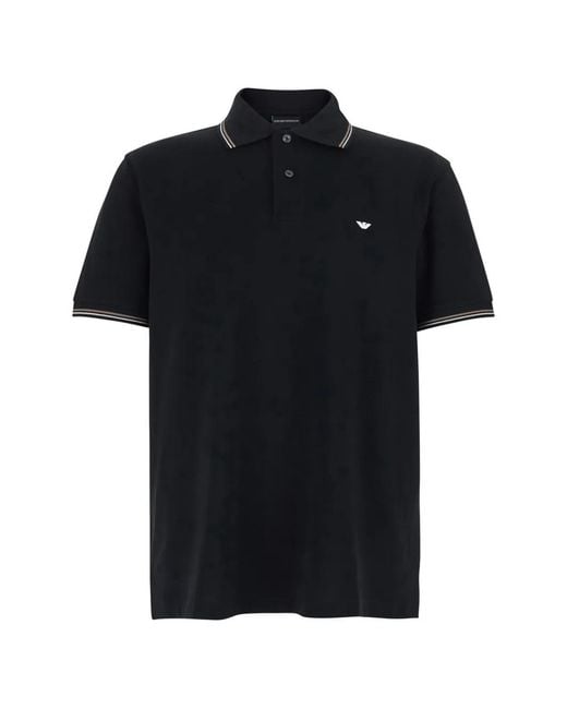Emporio Armani Black Logo Cotton Polo Shirt for men